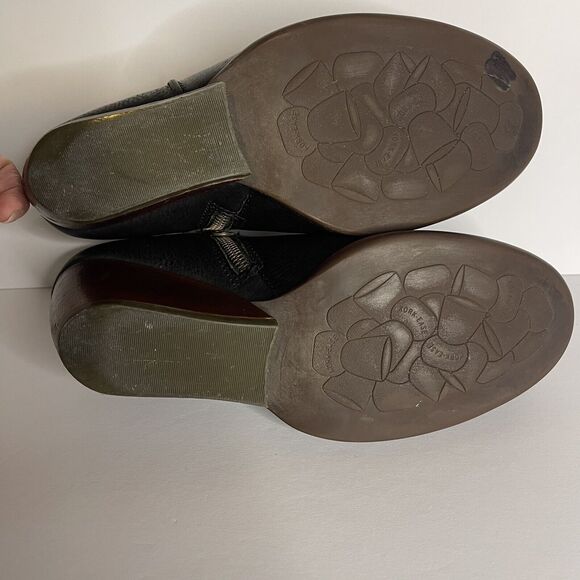 Kork-Ease Holmes Women Sz 8 Black Leather Zip Wedge Ankle Booties Shoes Comfort - Picture 8 of 9